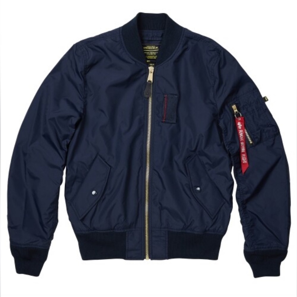 Alpha Industries Men’s Navy Blue MA-1 Skymaster Bomber Flight Jacket S